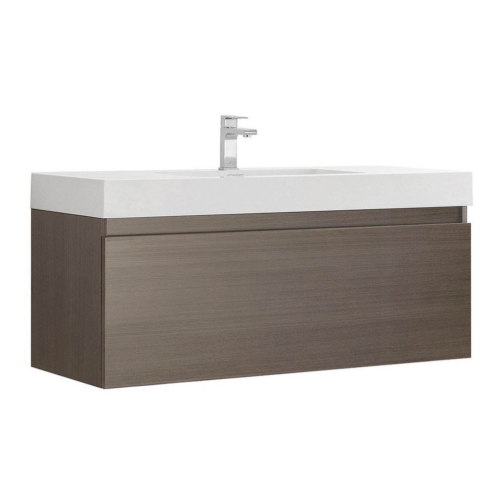 Fresca Mezzo 48" Gray Oak Wall Hung Modern Bathroom Cabinet w/ Integrated Sink