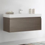 Fresca Mezzo 48" Gray Oak Wall Hung Modern Bathroom Cabinet w/ Integrated Sink