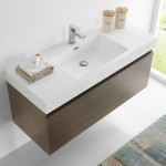 Fresca Mezzo 48" Gray Oak Wall Hung Modern Bathroom Cabinet w/ Integrated Sink