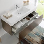 Fresca Mezzo 48" Gray Oak Wall Hung Modern Bathroom Cabinet w/ Integrated Sink