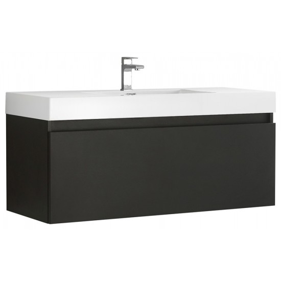 Fresca Mezzo 48" Black Wall Hung Modern Bathroom Cabinet w/ Integrated Sink