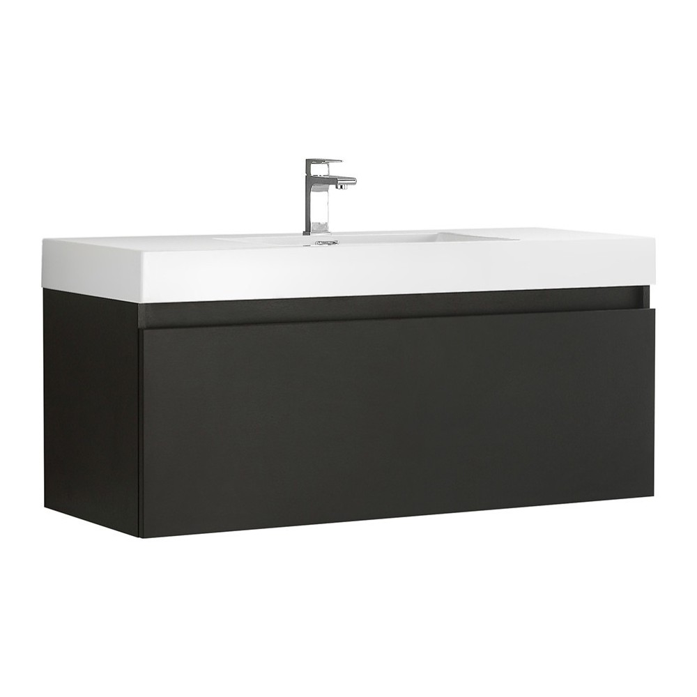 Fresca Mezzo 48" Black Wall Hung Modern Bathroom Cabinet w/ Integrated Sink