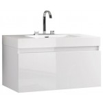 Fresca Mezzo 39" White Modern Bathroom Cabinet w/ Integrated Sink