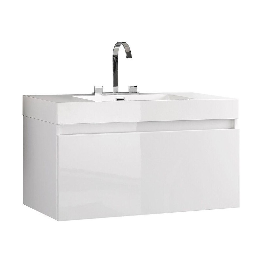 Fresca Mezzo 39" White Modern Bathroom Cabinet w/ Integrated Sink