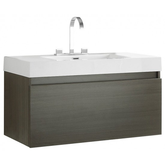 Fresca Mezzo 39" Gray Oak Modern Bathroom Cabinet w/ Integrated Sink