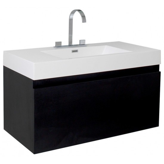 Fresca Mezzo 39" Black Modern Bathroom Cabinet w/ Integrated Sink