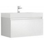 Fresca Mezzo 36" White Wall Hung Modern Bathroom Cabinet w/ Integrated Sink