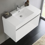 Fresca Mezzo 36" White Wall Hung Modern Bathroom Cabinet w/ Integrated Sink