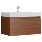 Fresca Mezzo 36" Teak Wall Hung Modern Bathroom Cabinet w/ Integrated Sink