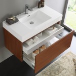 Fresca Mezzo 36" Teak Wall Hung Modern Bathroom Cabinet w/ Integrated Sink