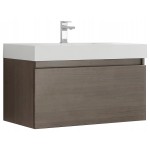 Fresca Mezzo 36" Gray Oak Wall Hung Modern Bathroom Cabinet w/ Integrated Sink