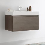 Fresca Mezzo 36" Gray Oak Wall Hung Modern Bathroom Cabinet w/ Integrated Sink