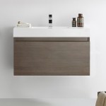 Fresca Mezzo 36" Gray Oak Wall Hung Modern Bathroom Cabinet w/ Integrated Sink