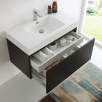 Fresca Mezzo 36" Black Wall Hung Modern Bathroom Cabinet w/ Integrated Sink