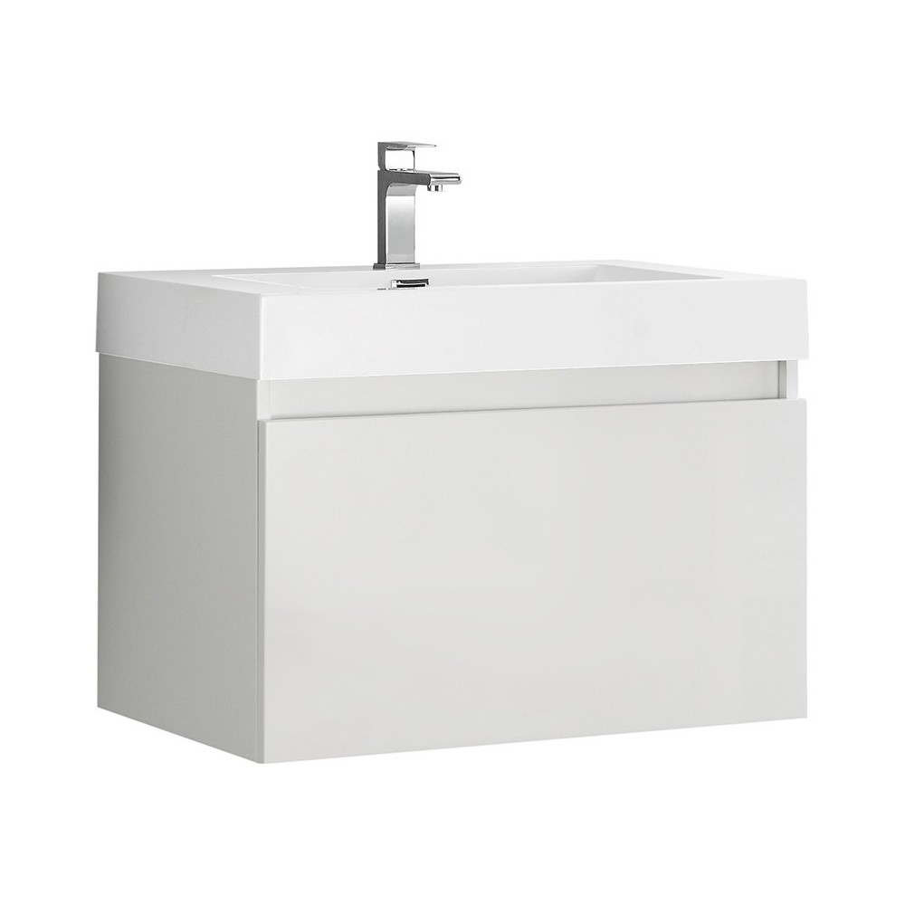 Fresca Mezzo 30" White Wall Hung Modern Bathroom Cabinet w/ Integrated Sink