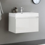 Fresca Mezzo 30" White Wall Hung Modern Bathroom Cabinet w/ Integrated Sink