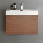 Fresca Mezzo 30" Teak Wall Hung Modern Bathroom Cabinet w/ Integrated Sink