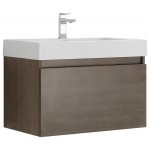 Fresca Mezzo 30" Gray Oak Wall Hung Modern Bathroom Cabinet w/ Integrated Sink