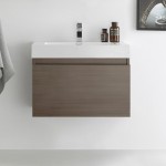 Fresca Mezzo 30" Gray Oak Wall Hung Modern Bathroom Cabinet w/ Integrated Sink