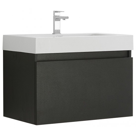 Fresca Mezzo 30" Black Wall Hung Modern Bathroom Cabinet w/ Integrated Sink