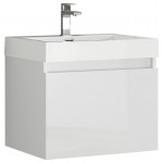 Fresca Nano 24" White Modern Bathroom Cabinet w/ Integrated Sink