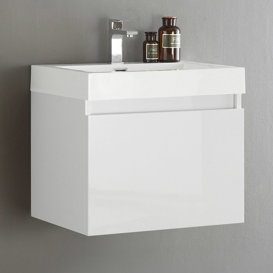 Fresca Nano 24" White Modern Bathroom Cabinet w/ Integrated Sink