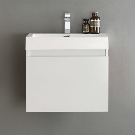 Fresca Nano 24" White Modern Bathroom Cabinet w/ Integrated Sink