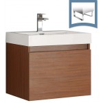 Fresca Nano 24" Teak Modern Bathroom Cabinet w/ Integrated Sink