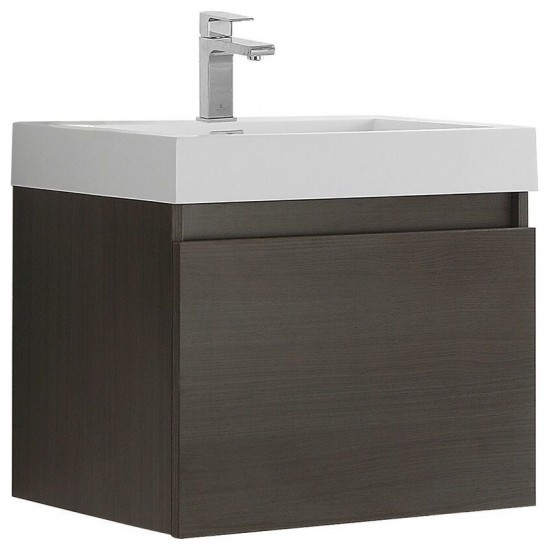 Fresca Nano 24" Gray Oak Modern Bathroom Cabinet w/ Integrated Sink