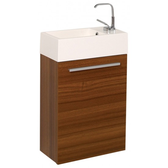 Fresca Pulito 16" Small Teak Modern Bathroom Vanity w/ Integrated Sink