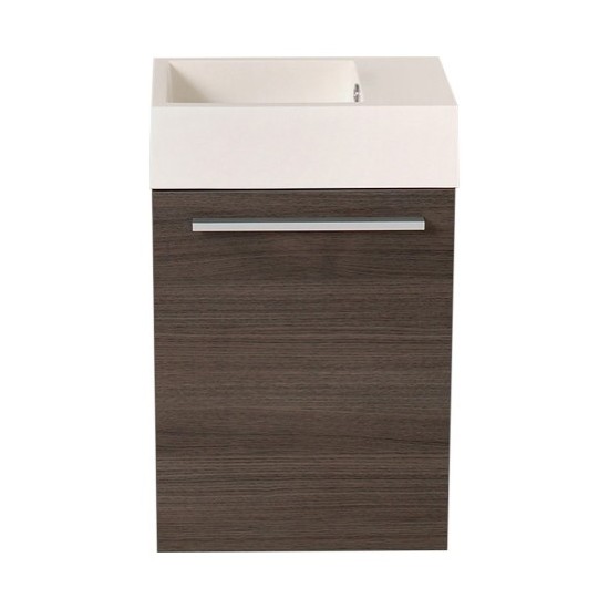 Fresca Pulito 16" Small Gray Oak Modern Bathroom Vanity w/ Integrated Sink