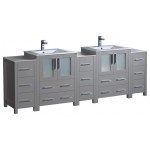 84 Gray Modern Double Sink Bathroom Cabinets w/ Integrated Sinks, FCB62-72GR-I