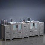 84 Gray Modern Double Sink Bathroom Cabinets w/ Integrated Sinks, FCB62-72GR-I