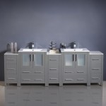 84 Gray Modern Double Sink Bathroom Cabinets w/ Integrated Sinks, FCB62-72GR-I