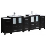 84 Espresso Double Sink Bathroom Cabinets w/ Integrated Sinks, FCB62-72ES-I