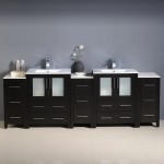 84 Espresso Double Sink Bathroom Cabinets w/ Integrated Sinks, FCB62-72ES-I