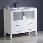 Fresca Torino 36" White Modern Bathroom Cabinet w/ Integrated Sink