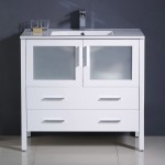 Fresca Torino 36" White Modern Bathroom Cabinet w/ Integrated Sink