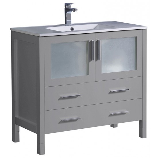 Fresca Torino 36" Gray Modern Bathroom Cabinet w/ Integrated Sink