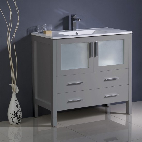 Fresca Torino 36" Gray Modern Bathroom Cabinet w/ Integrated Sink