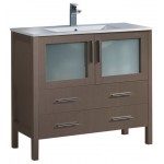 Fresca Torino 36" Gray Oak Modern Bathroom Cabinet w/ Integrated Sink