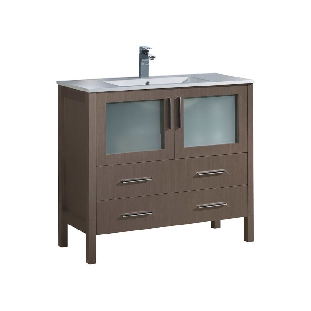 Fresca Torino 36" Gray Oak Modern Bathroom Cabinet w/ Integrated Sink