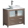 Fresca Torino 36" Gray Oak Modern Bathroom Cabinet w/ Top & Vessel Sink