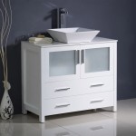 Fresca Torino 36" Gray Oak Modern Bathroom Cabinet w/ Top & Vessel Sink