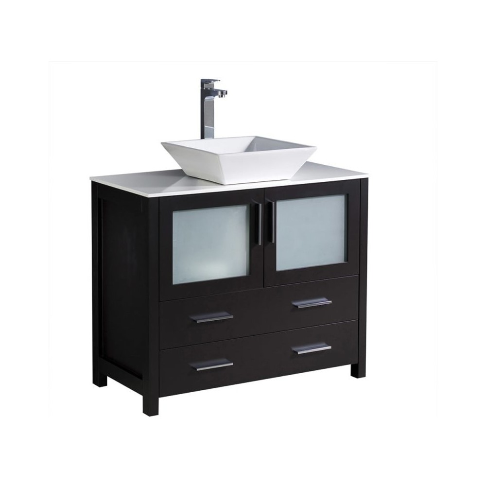 Fresca Torino 36" Espresso Modern Bathroom Cabinet w/ Vessel Sink