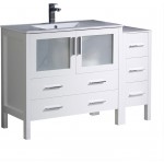 Torino 48" White Modern Bathroom Cabinets w/ Integrated Sink, FCB62-3612WH-I