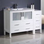 Torino 48" White Modern Bathroom Cabinets w/ Integrated Sink, FCB62-3612WH-I