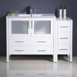 Torino 48" White Modern Bathroom Cabinets w/ Integrated Sink, FCB62-3612WH-I