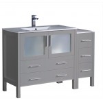 Torino 48" Gray Modern Bathroom Cabinets w/ Integrated Sink, FCB62-3612GR-I