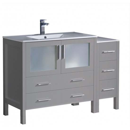 Torino 48" Gray Modern Bathroom Cabinets w/ Integrated Sink, FCB62-3612GR-I